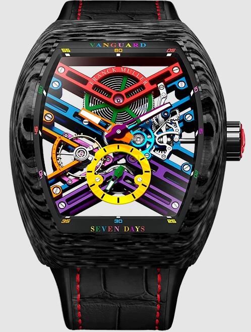 Buy Franck Muller Vanguard Skeleton Color Dreams Replica Watch for sale Cheap Price V 43 S6 SQT COL DR NR CARBON COL DR SKELETON (ER)